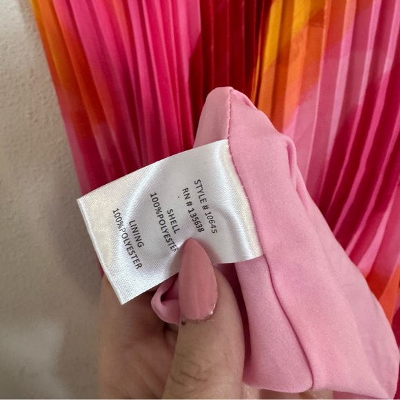 Hutch mali bustier Pink and Orange watercolor pleated Satin Gown - Picture 11 of 12